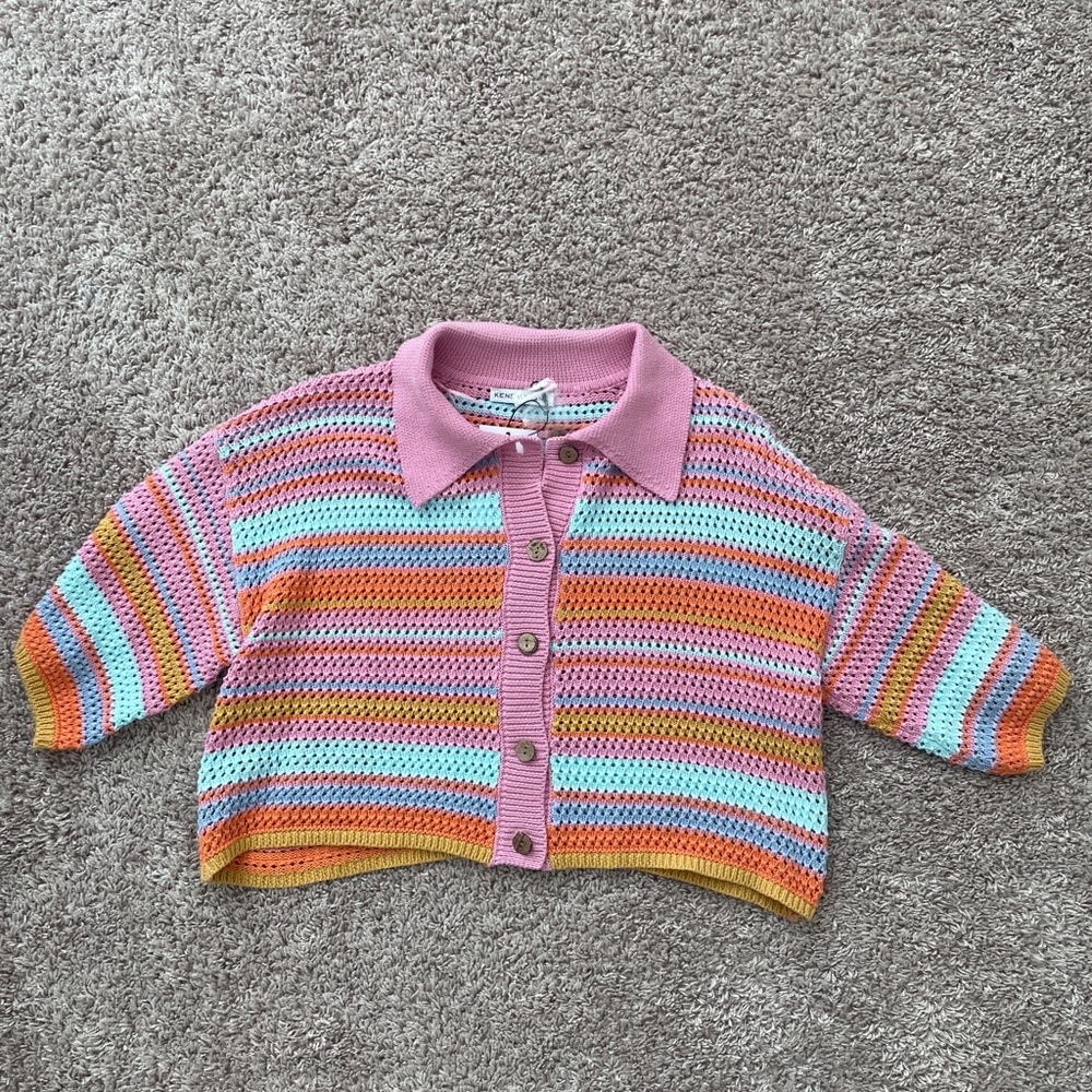 Kendall Lane Crochet Striped Beach Top